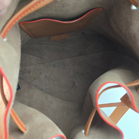 Vince Camuto Leila Brown Leather Drawstring Bucket Bag - Picture 10 of 15